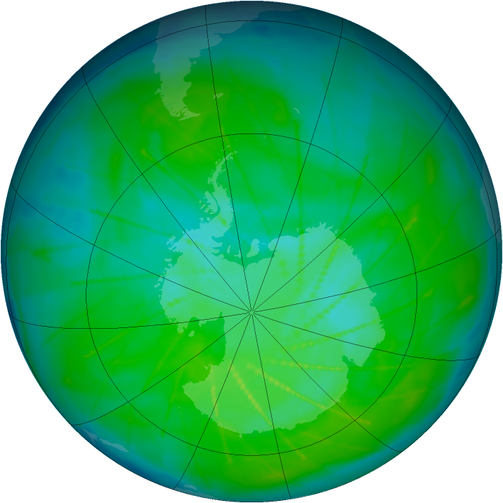 Antarctic ozone map for 27 December 2009